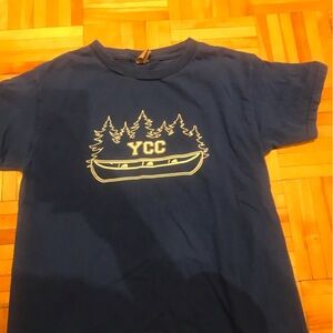 5/15$ Hanes Kids Navy Tee with Canoe Graphic​​
